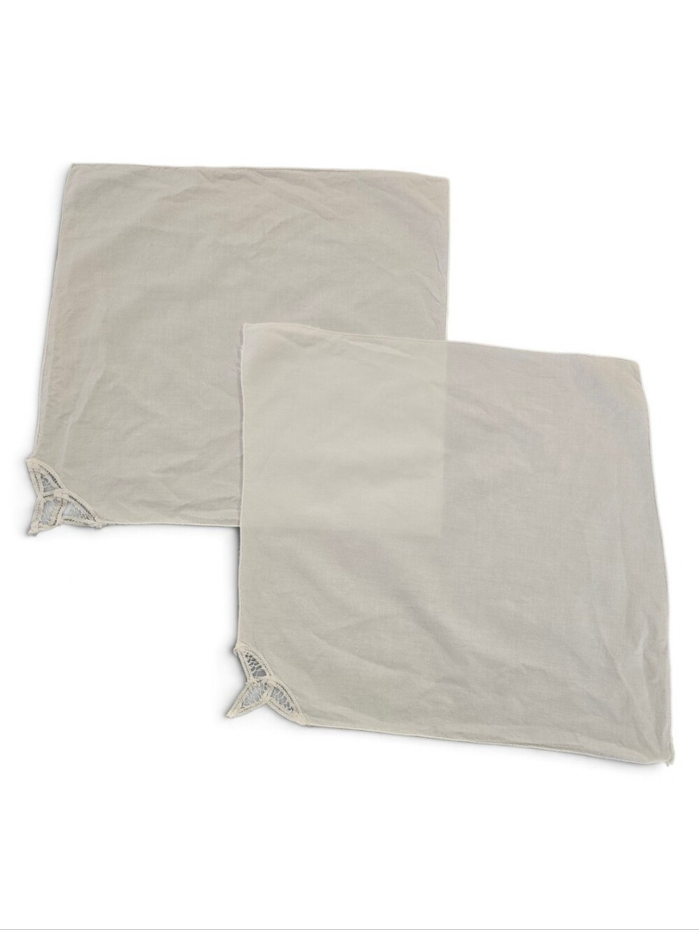 White Cloth Napkins with Lace Corner (Set of 2)